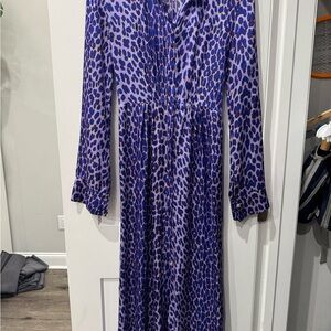 Elegant Purple Forte Forte Leopard Long Sleeve Dress